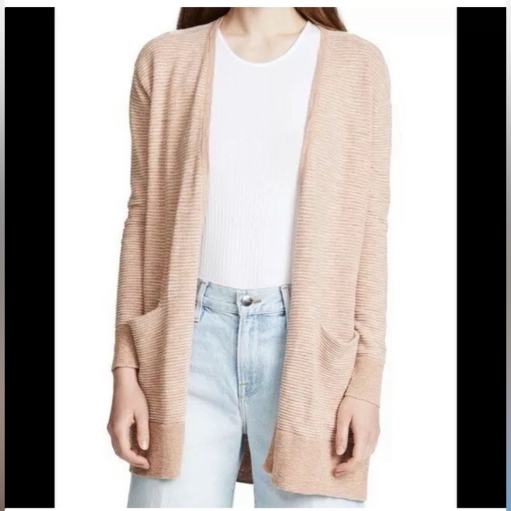 Madewell summer Ryder beige ribbed cardigan with pockets